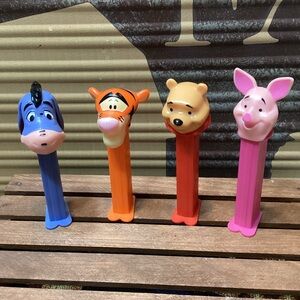 Disney Character Pez Dispenser Set - Winnie the Pooh Piglet Tiger Eeyore Footed